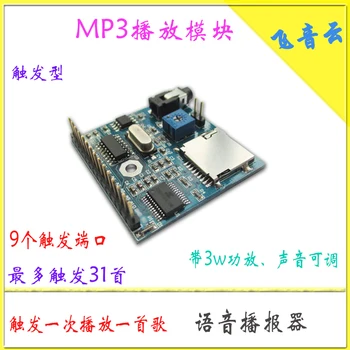 

Voice playing module MP3 is triggered by a broadcast (M3).