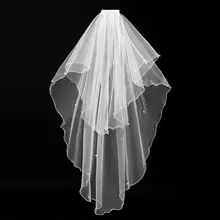 Элегантные свадебные аксессуары 1,5 м 2 слоя свадебная фата с бисером Белый Простая Фата для невесты с расческой Свадебные вуали Лидер продаж