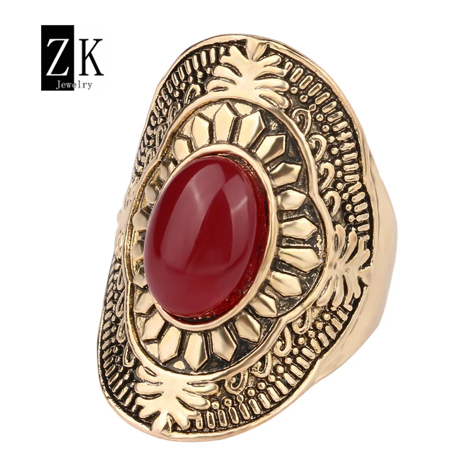 vintage oval gold plated big ring for woman royal design royal design ring