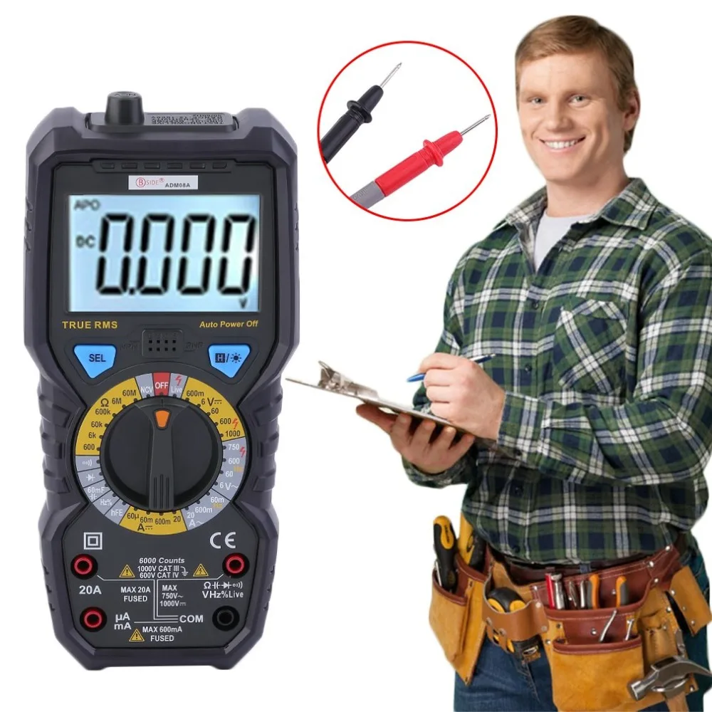 

New ADM08D BSIDE True RMS Value Digital Multimeter Temperature Capacitance Frequency Test Professional Effective Value Test