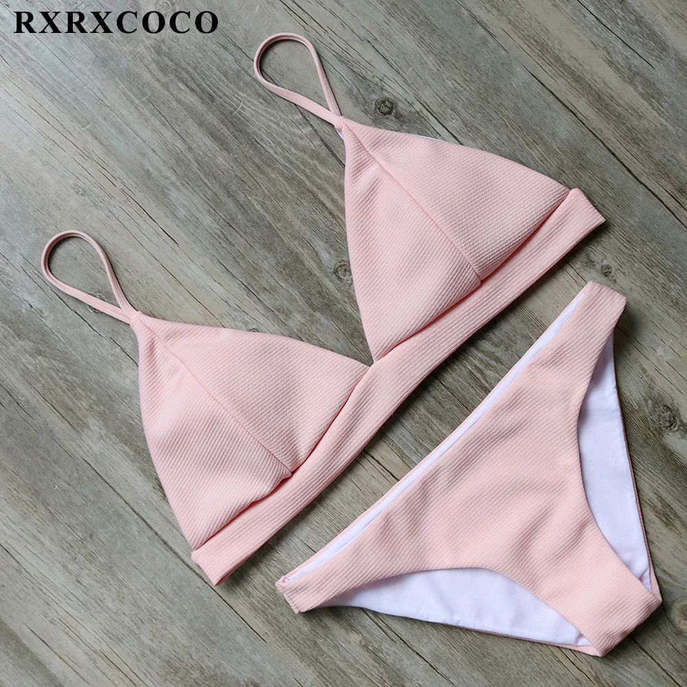 RXRXCOCO الساخن مثير البرازيلي بيكيني 2018 النساء ملابس السباحة دفع ما يصل ضمادة السباحة ثوب السباحة الإناث بحر مع وسادة