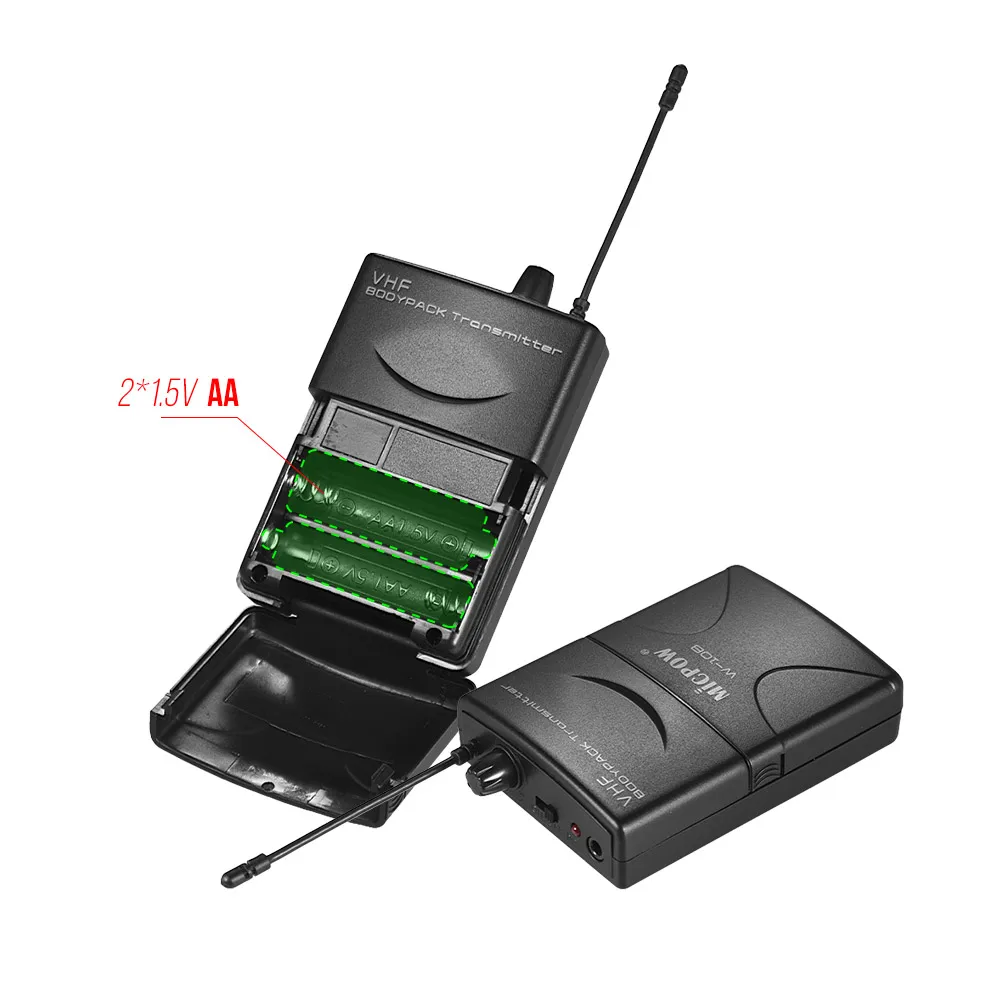Двухканальная VHF Беспроводная микрофонная система с 2 отворотами Lavalier микрофоны +