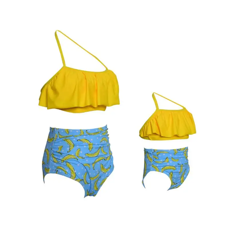 Г. Семейный комплект для мамы и ребенка; милый бандажный комплект бикини с желтыми бананами для девочек; одежда для купания; купальный костюм из двух предметов; пляжная одежда для купания