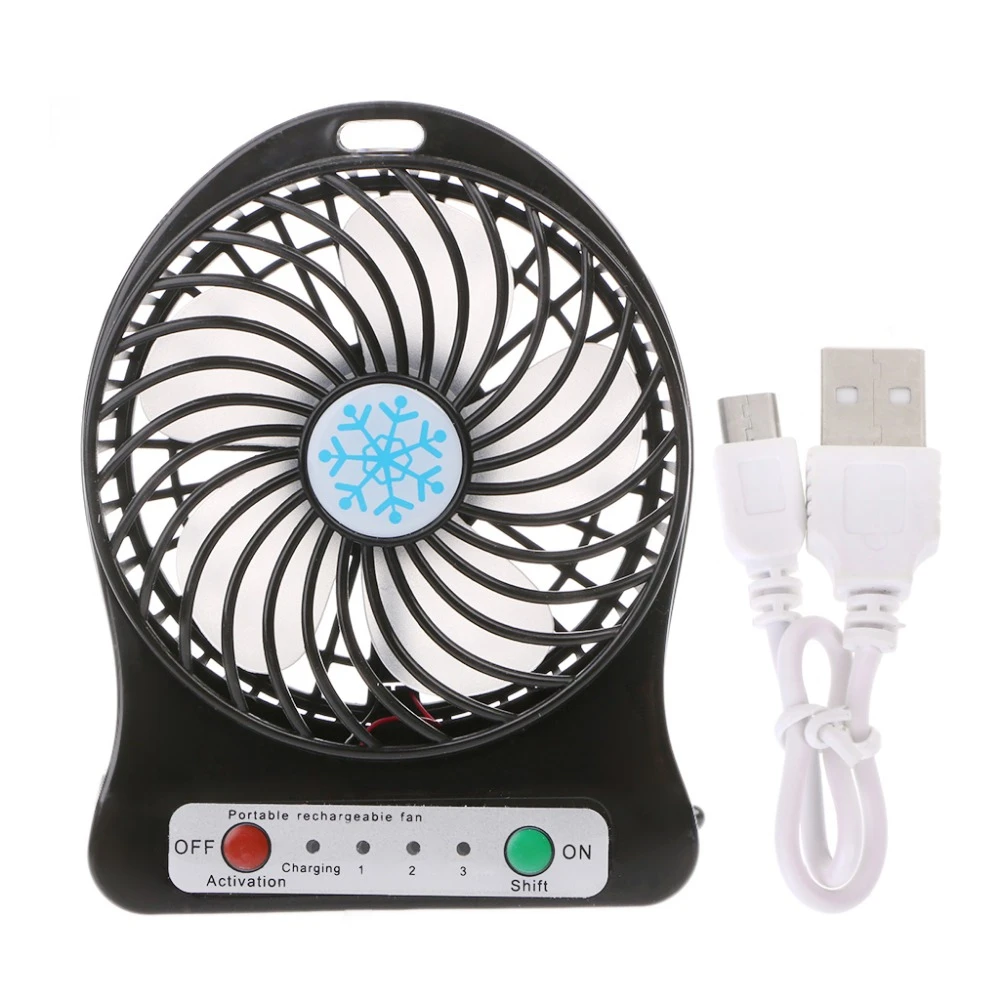 Portable Rechargeable LED Light Air Cooler USB 18650 Battery Handheld Mini Fan