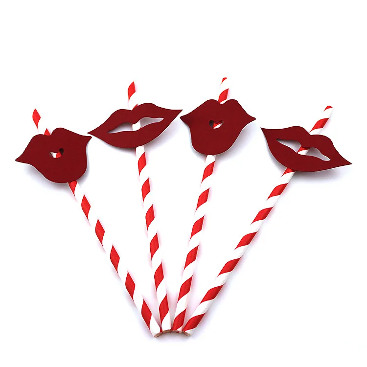 12 pcs/lot Party Supplies red lips Straws Disposable Drinking Straws