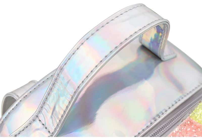 Ослепительные тренды Лазерная цветная аппликация со звездами серебряный модный рюкзак для молодых девушек на молнии сумка на плечо школьные сумки повседневные Mochila