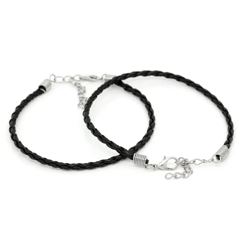 DoreenBeads сплав + Leatheroid браслеты серебряного цвета 19 5 см (7 5/8 &quot) длинные 3 шт Горячее