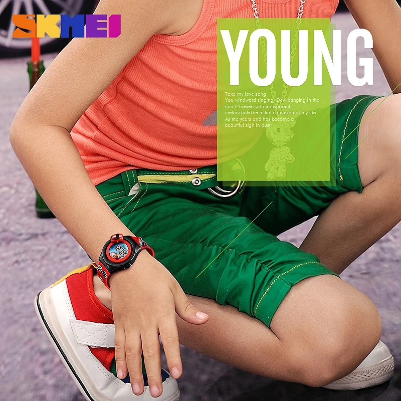 SKMEi детские часы модные цифровые электронные детские креативные электронные часы с мультяшным автомобилем для мальчиков и девочек 1376