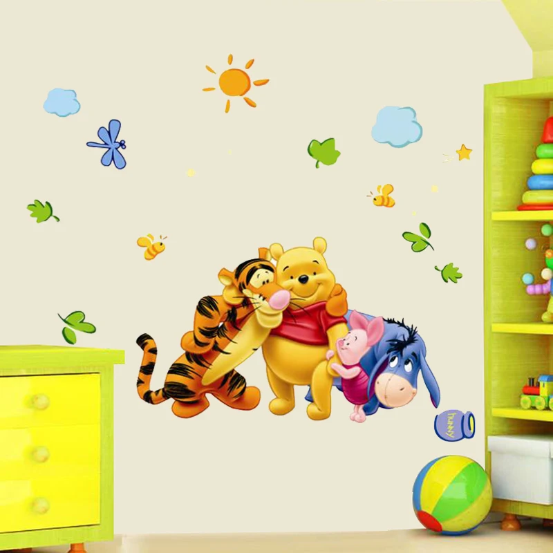 Cartoon Winnie the Pooh Wall Stickers For Kids Rooms Sofa Bedroom Home Decor Baby Bear PVC Wall Decals DIY Wallpaper Mural Art