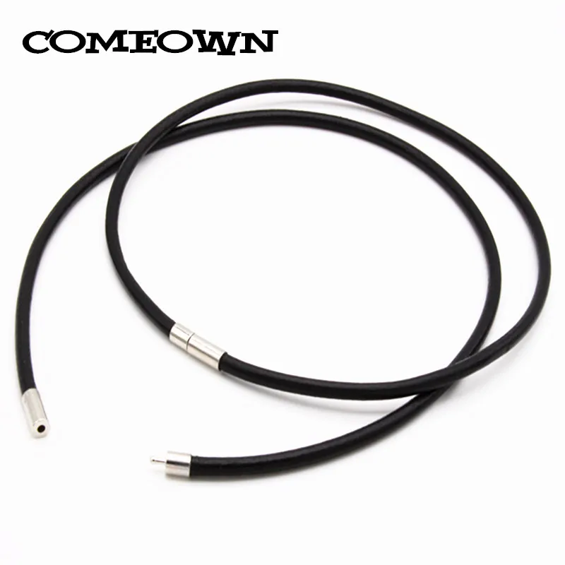 COMEOWN 10 шт. 4 мм(1"-30") черная пряжка кожаный шнур ожерелье для женщин DIY ювелирное ожерелье ручной работы с байонетными застежками - Окраска металла: 26inches