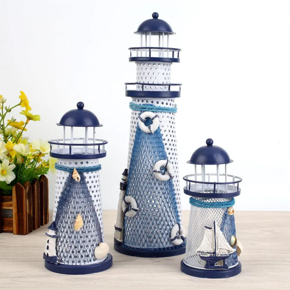 Handcraft Mediterranean Light Changing Beacon Designed Lighthouse Tools Creative Light Decoration Home Ornaments Drop shipping