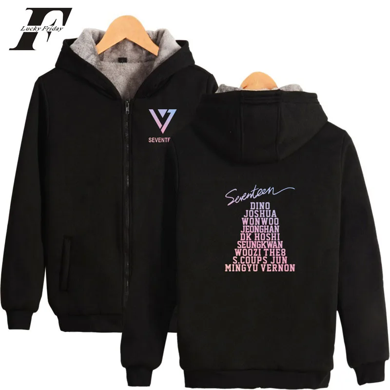 Men's Clothing Useful Luckyfridayf 2018 Seventeen Warm Thicken Hoodies Sweatshirts Women/men Zipper Streetwear Seventeen Concert Harajuku