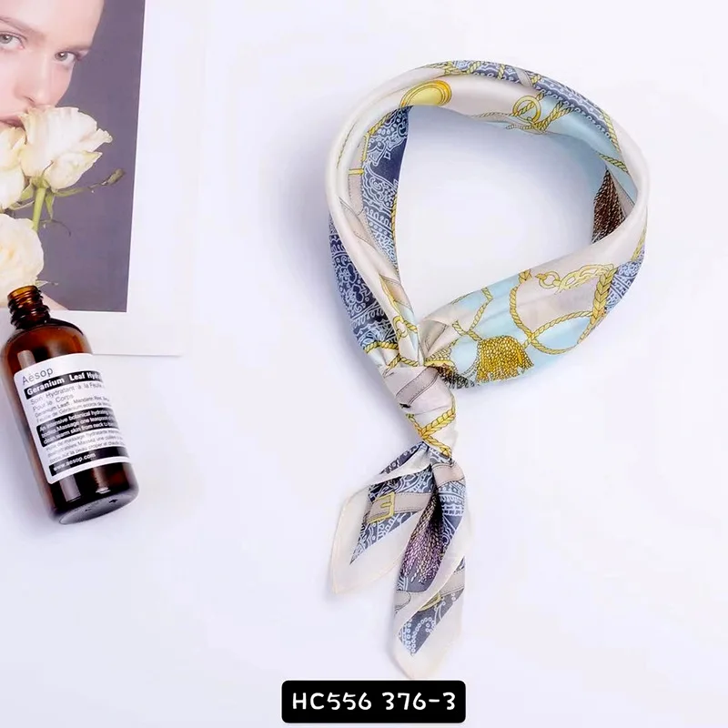 53*53cm Fashion Dot Striped Women Scarf Cashew Print Small Square Scarf Spring Summer Lady Scraf Head Scarf Headbands