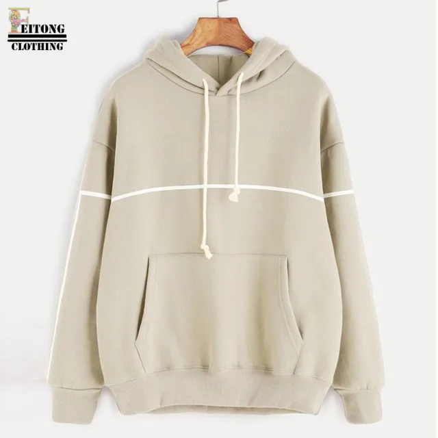 Beige Mujer Capucha Algodón Sudaderas Mezcla Feitong Con 2016 De qOCaxFEFw