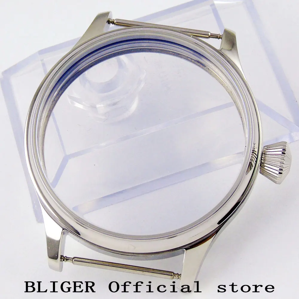 Relógio dos Homens Fit para Eta Polido Inoxidável Assista Case 6497 6498 Mão-liquidação Movimento Parte 44mm Aço