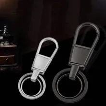 Bycobecy сплав Для мужчин Для женщин Smart Key Holder двойные кольца брелок черный, серебристый цвет ключ Организатор Solid автомобиль ключеник кошельки