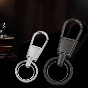 

Bycobecy Alloy Men Women Smart Key Holder Double Rings Keychain Black Silver Key Organizer Solid New Car Key Case Key Wallets