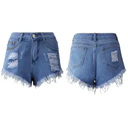 Женские горячие шорты модные Винтаж кисточкой короткие с высокой талией джинсы для женщин панк пикантные женские джинсовые