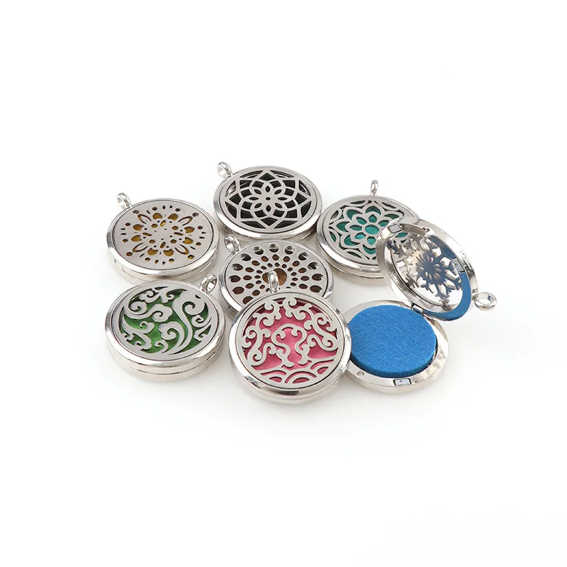 

7 Designs Aroma Diffuser Pattern Series Necklace Charms Diffuser Locket Snap Buttons Essential Oil Perfume Snap Button Jewelry