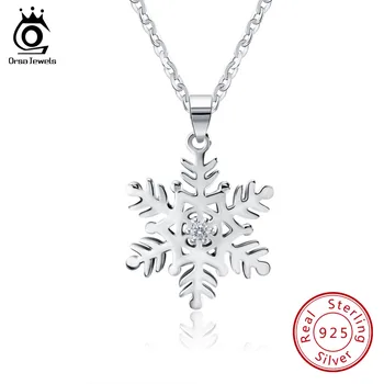

ORSA JEWELS 2019 Genuine Silver Snowflake Pendant Necklaces for Men/Women 925 Sterling Silver Necklace Jewelry Lover's Gift SN07