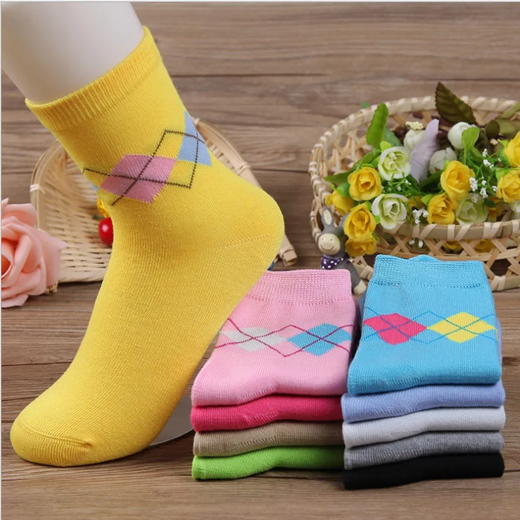 New Spring Summer Kawaii Women Socks Cute Striped Cotton Socks for