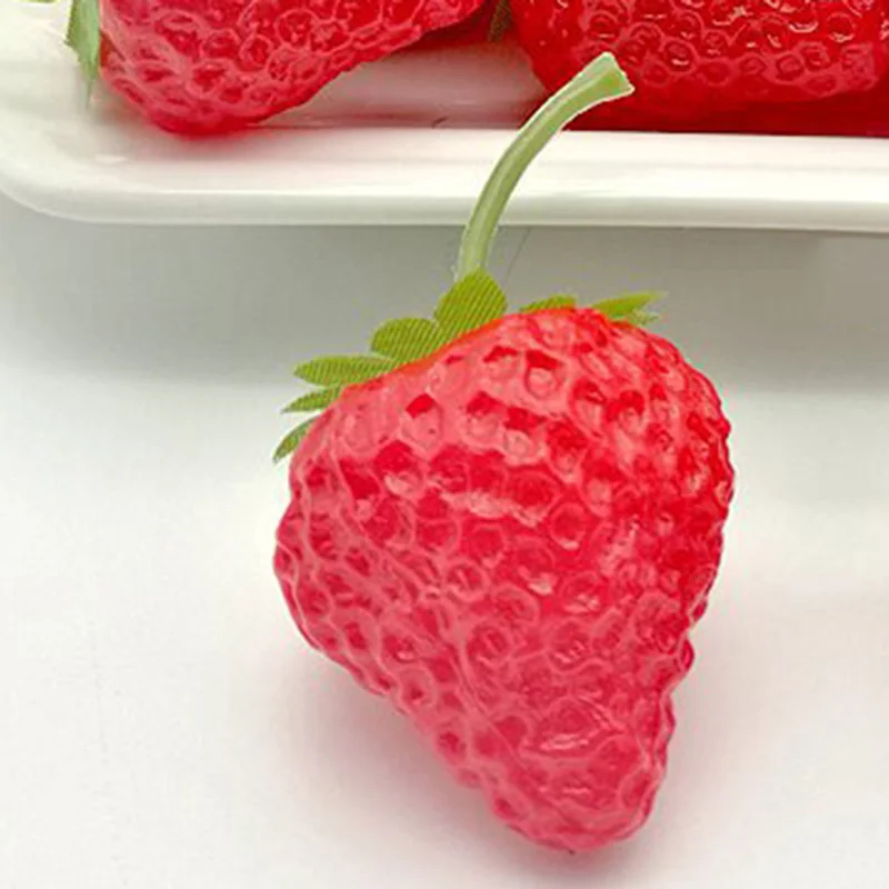 New 20 Pcs Fake Strawberry Artificial Fruit Display House Kitchen Party Decor 