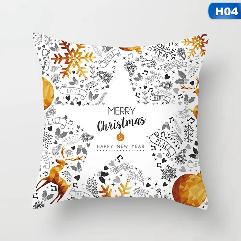 

Polyester Fiber Let It Snow Xmas Style Cushion Cover Merry Christmas Santa Claus Home Decorative Pillows Cover