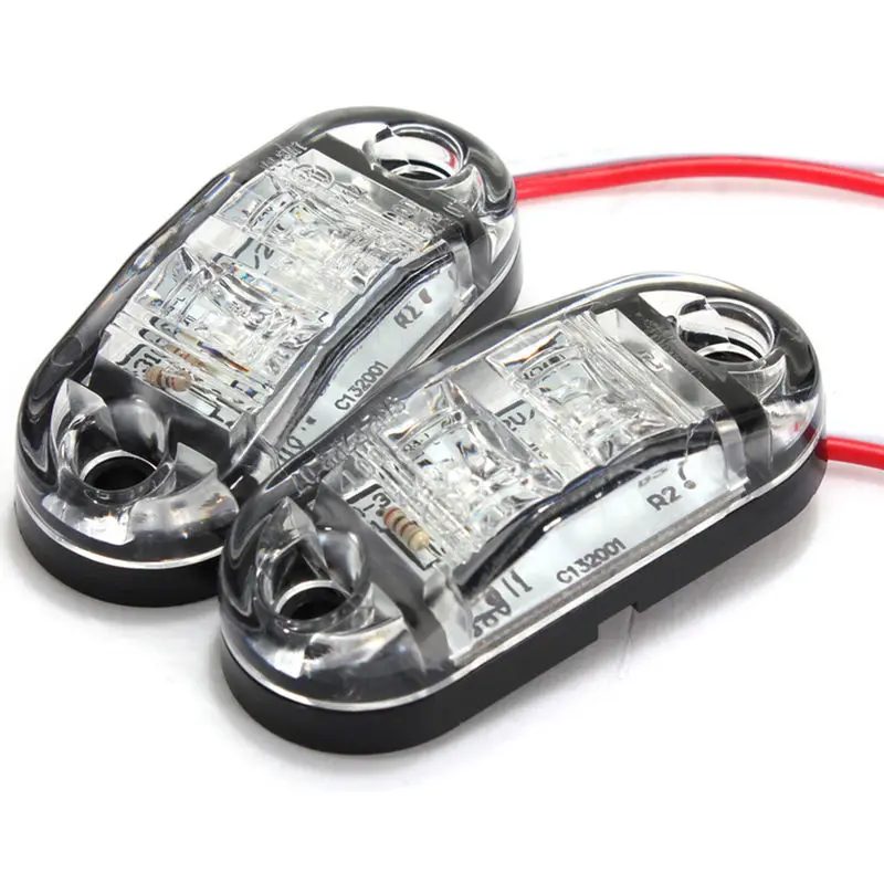 

2Pcs 12V LED Car Side Marker Tail Light White color 24V Trailer Truck Lamp 4 pcs screws