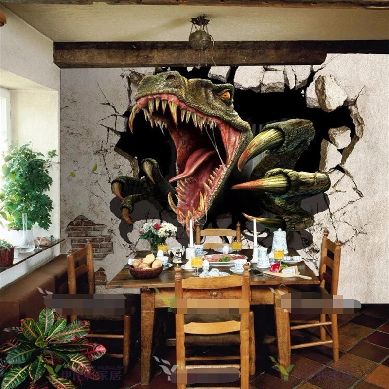 

modern painting for living room background photography Beast dinosaur mouth paw dining room hotel badroom 3d wallpaper walls