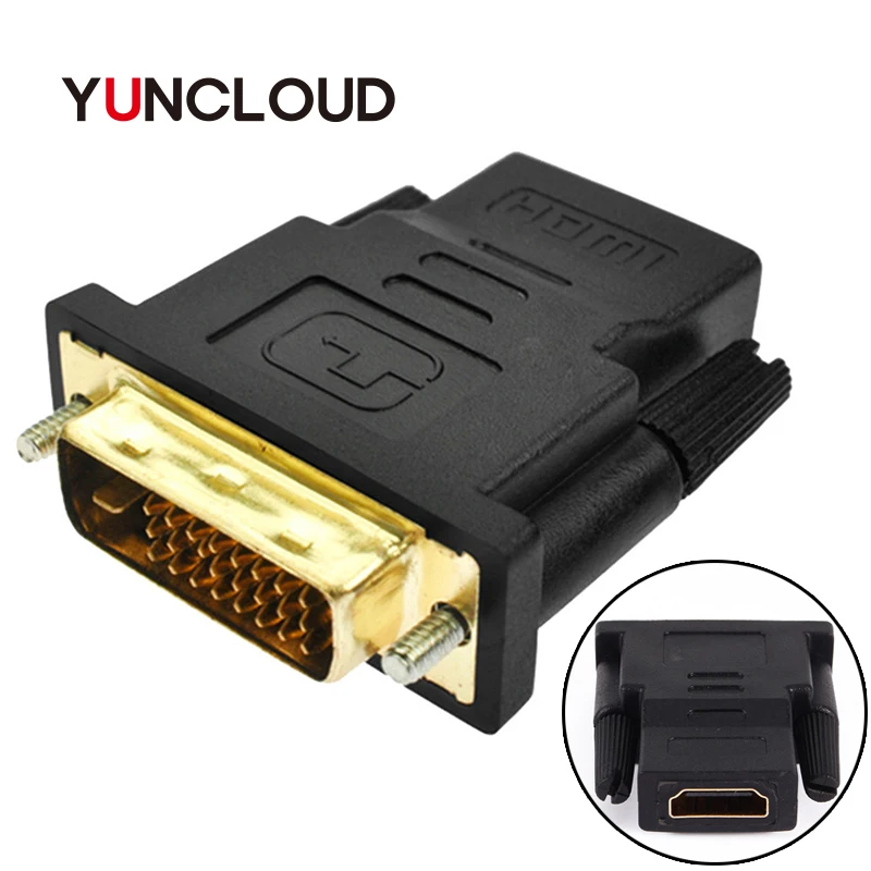 YUNCLOUD 1080 P HDMI إلى DVI 24 + 1 كابل محول الإناث إلى الذكور الجلاد الفيديو محول ل جهاز كمبيوتر شخصي PS3 العارض التلفزيون مربع