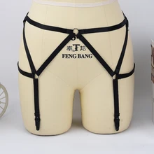 Бандаж укороченный топ Жгут бюстгальтер+ Подвязки Комплект рабство тело жгут Фетиш Готический тела Кейдж Готический Rave нога подвязки