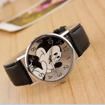

Fashion Mickey Women watch luxury brand cartoon girl boy leisure clock leather quartz watch Relogio Feminino hot Gift