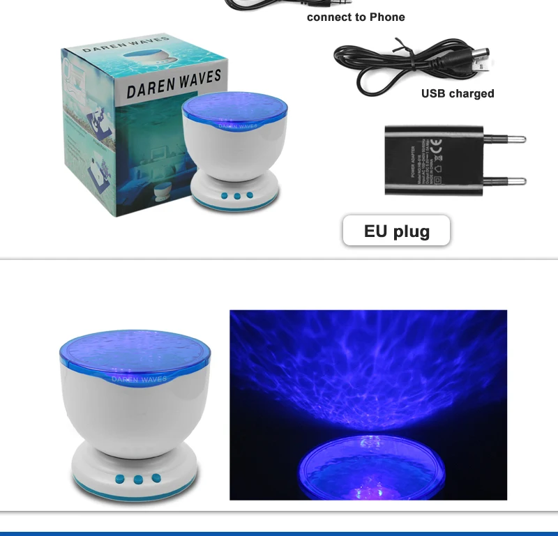 Blue Ocean Wave Projector LED Night Light RGB Sky Aurora  (6)