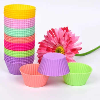 

100pcs/lot 7cm 8G Silicone Soft Round Cake Muffin Chocolate Cupcake Liner Baking Cup Mold