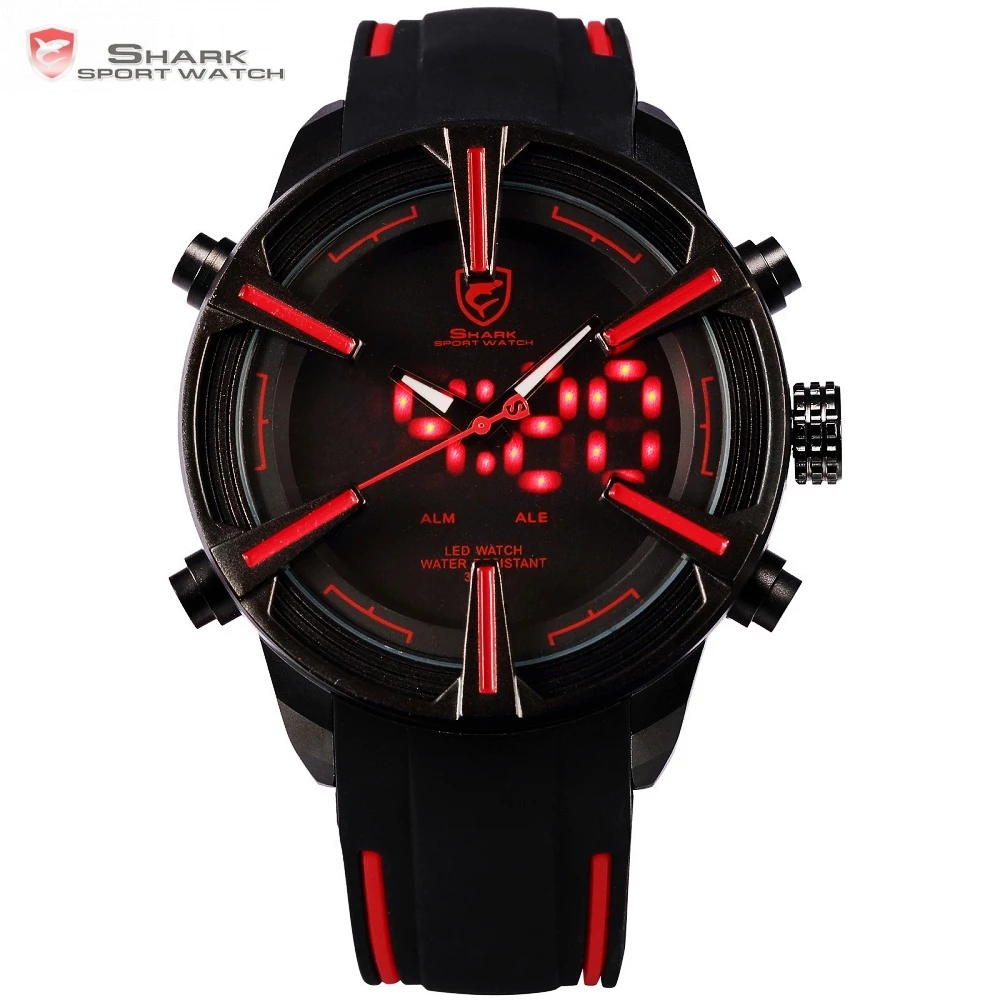 Dogfish SHARK Sport Watch Hot Digital Red LED Calendar Alarm Military Mens Fashion Silicone Strap Wristwatches Clock Gift /SH384