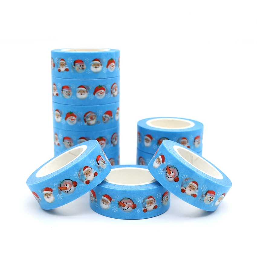 

10m*15mm New Design Christmas Snowman And Santa Claus Adhesive Washi Tape DIY Scrapbooking Masking Tape Cute Sticky Tape 1 PCS