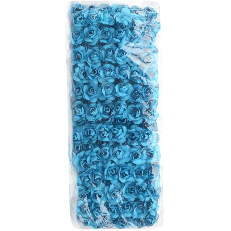 144 шт./лот, искусственный цветок, мини бумажная Роза, ручная работа, для свадебного украшения, сделай сам, венок, скрапбукинг, ремесло, дешевый искусственный цветок - Цвет: blue