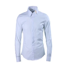 Осень Зима европейский американский тренд череп вышивка воротник Мужская рубашка с длинными рукавами Парикмахерская рубашка