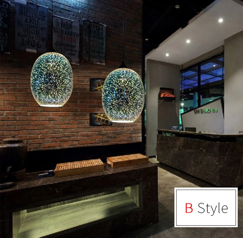 Horsten Novelty Modern LED Pendant Light Glass Hanging Lamps 3D Design Lamp E27 110V 220V For Bar Restaurant Cafe Living Room Lamp (23)