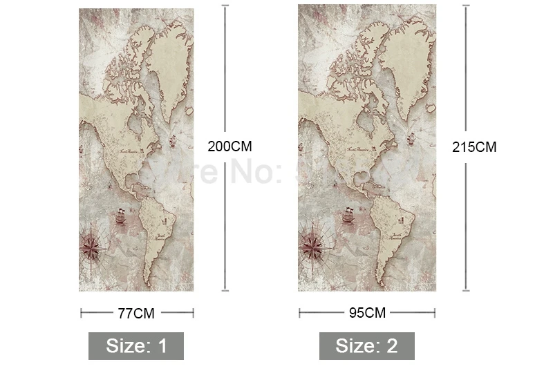 2 шт./компл. 3D ПВХ росписи Водонепроницаемый плакат самоклеящийся кабинет Спальня двери Стикеры карта Art Наклейки на стене обои Декор для дома