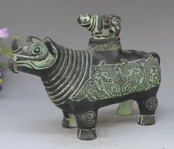

China Bronze Ware Rhinoceros Zun Statue