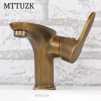 

MTTUZK Antique Brass bathroom basin faucet hot&cold mixer tap sink faucet single handle single hole bathroom faucet torneira