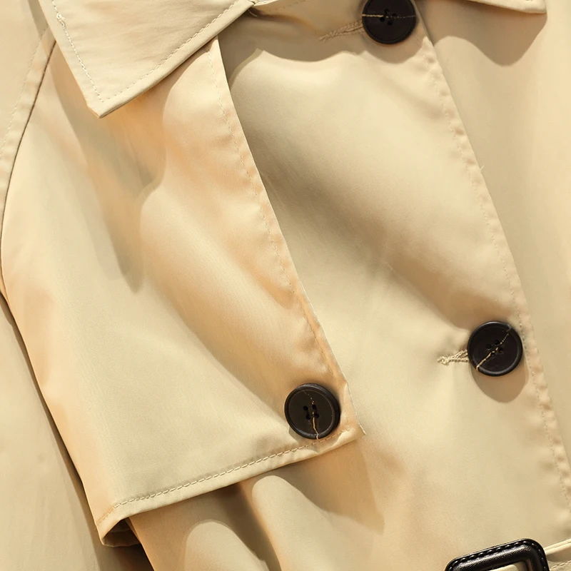 L-4XL Plus Size Fashion Mid-long Trench Coat for Women 2019 New Double-breasted Women's Coat Khaki Slim Belt Women's Windbreaker