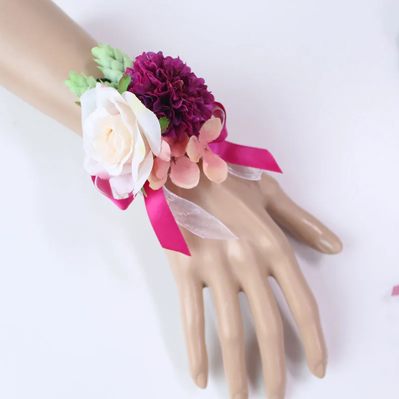 bridesmaid bracelet flower wedding wrist corsage  (19)