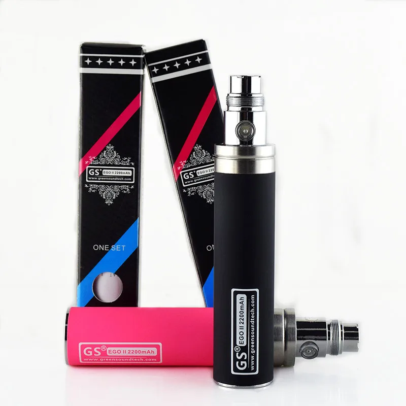 

2pcs/lot GS eGo 2200mah e cigarette battery fit M14 Ce4 ce5 t3d t3s atomizer ego 510 thread ego battery Multi Colors VAPE