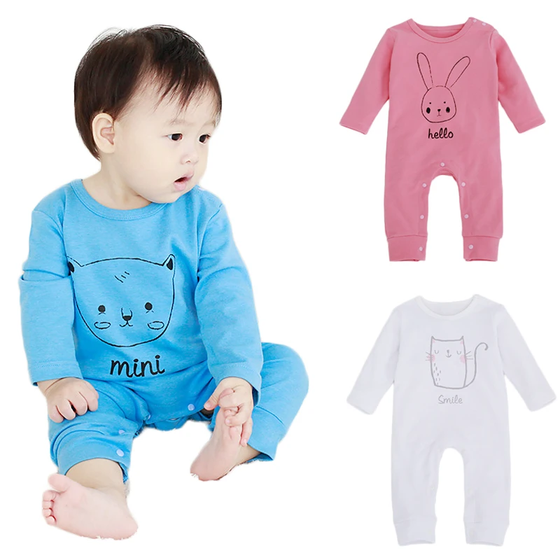 

2017new Cotton Baby Girls Boys Long Sleeve Romper Jumpsuit One-pieces Cartoon Bunny/Bear/Kitty Bebe Infant Jumpersuit Outfits