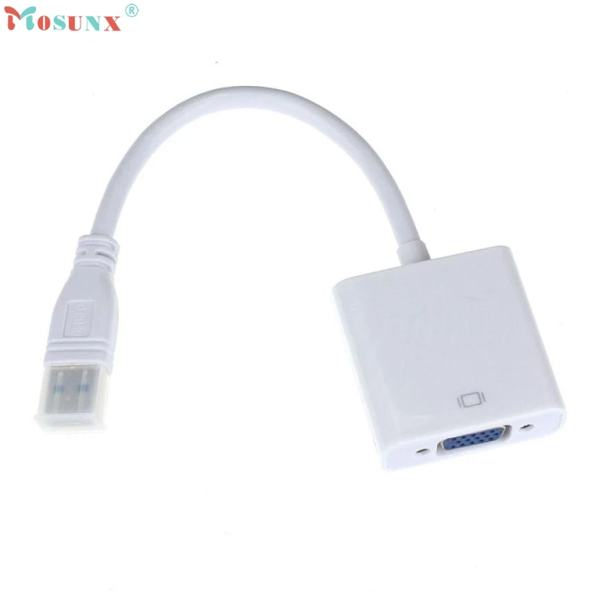 

Adroit 1PC White USB 3.0 to VGA Video Display External Cable Adapter for Win 7 8 drop shipping XS7329