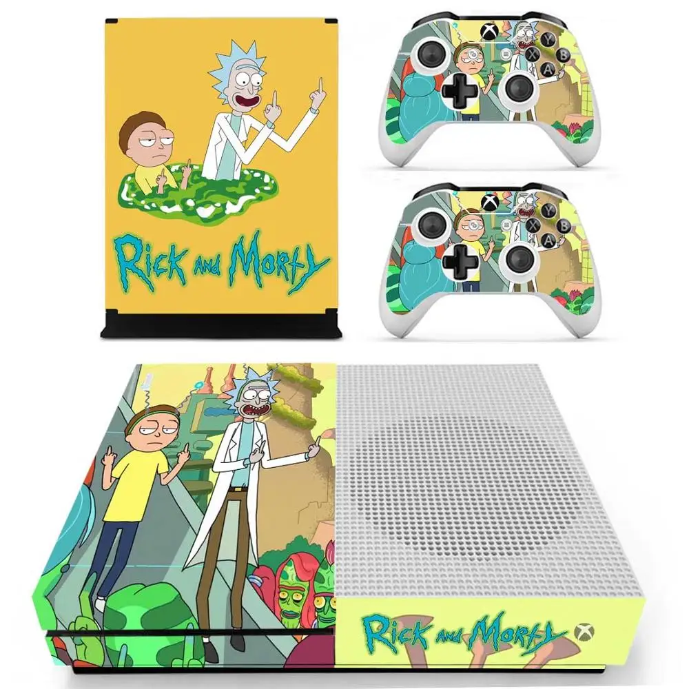 Наклейка Rick and Morty s для Xbox One S, наклейка для кожи vinilo pegatina для Xbox one, тонкая консоль и два контроллера - Цвет: YS-xboxoneS-1700