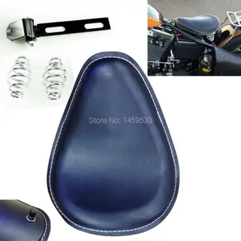 

Leather Contoured Solo Seat 12.4"x 9.8" W/Chrome Spring&White Stitch&Bracket Fits For Harley Sportster Suzuki Bobber Chopper