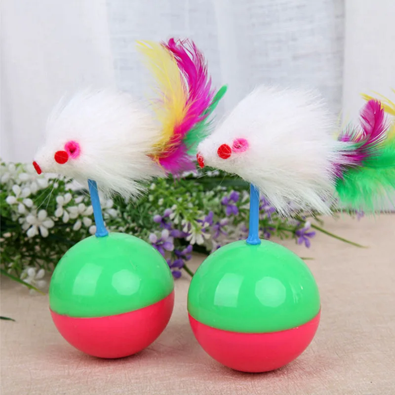 Игрушки для кошек Mimi любимая мышь неваляшка пластиковые игрушки шарики для кошек - Цвет: green